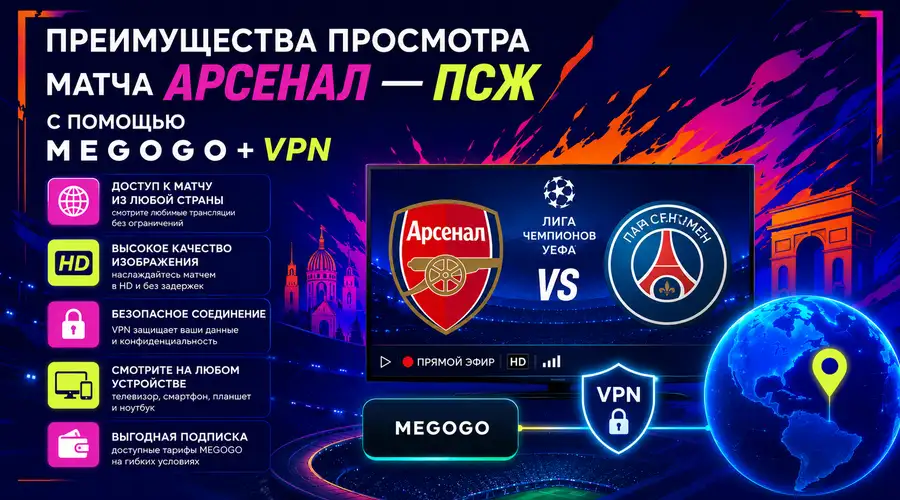 Преимущества просмотра Арсенал - ПСЖ через VPN