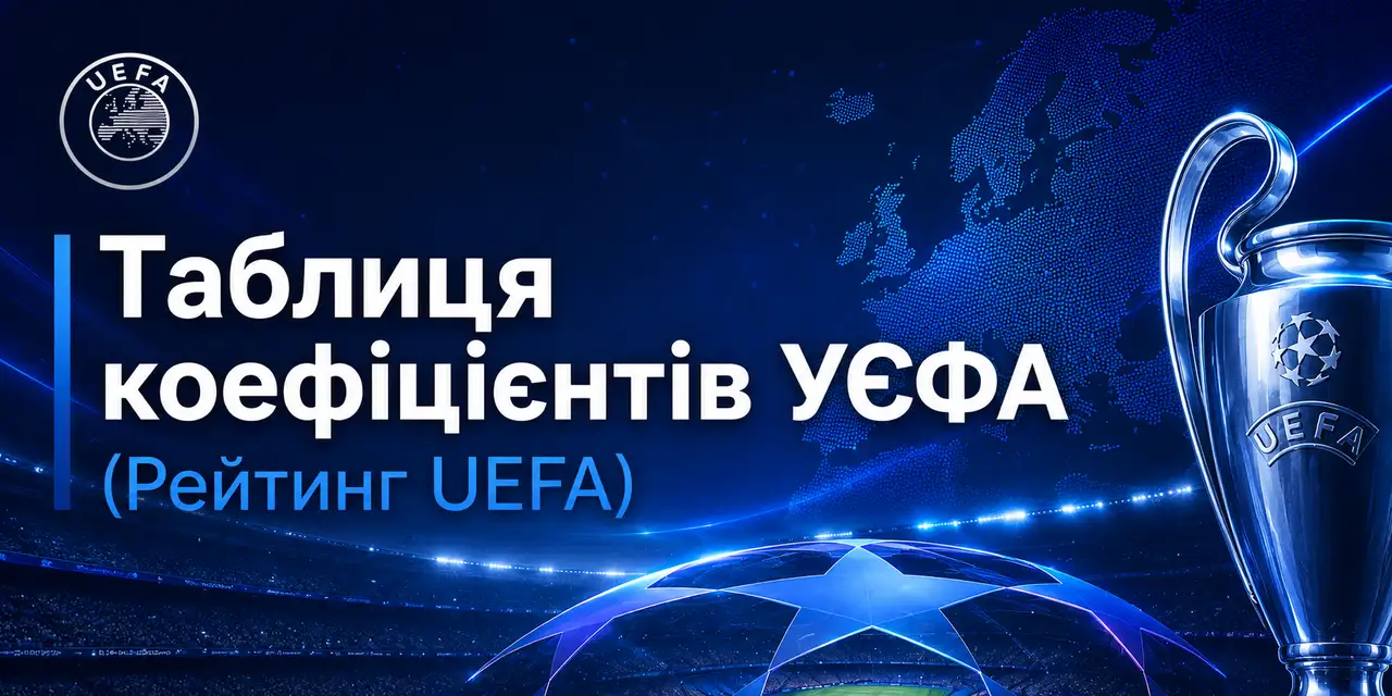 Таблиця коефіцієнтів УЄФА онлайн (Рейтинг UEFA)